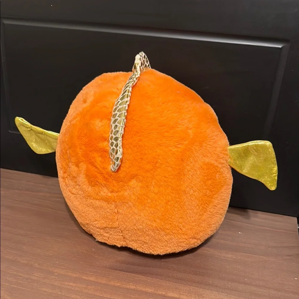 Orange Plush dragon Toy with Gold Accents